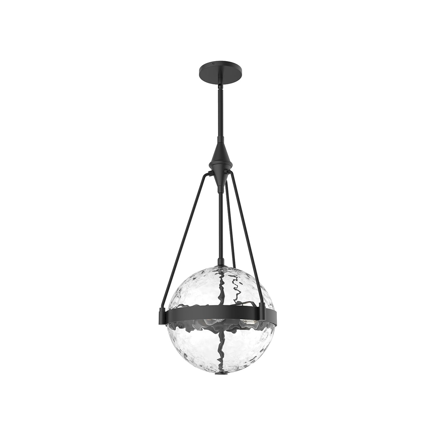 Harmony Pendant Light in Matte Black/Clear Water Glass (Small).