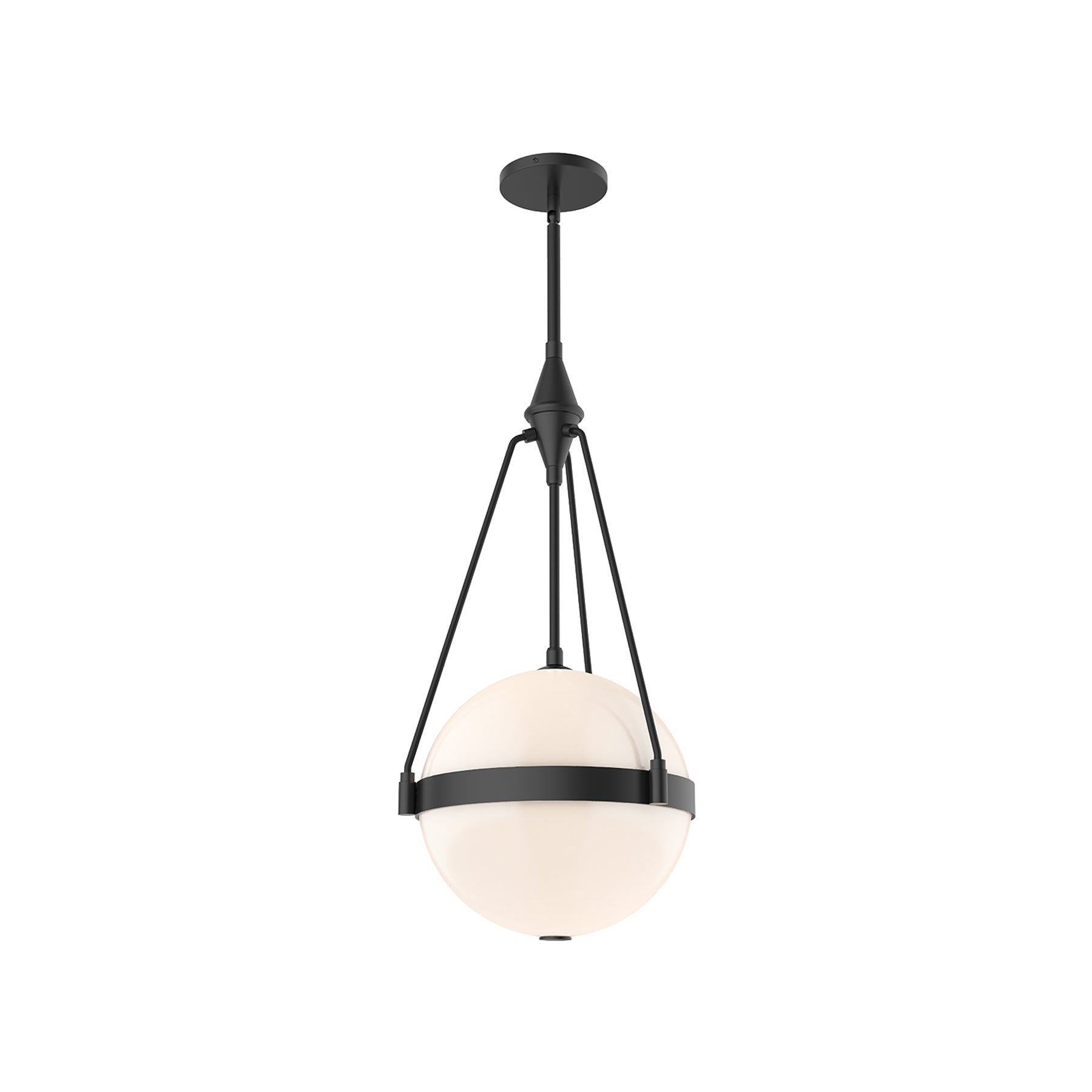 Harmony Pendant Light in Matte Black/Glossy Opal Glass (Small).