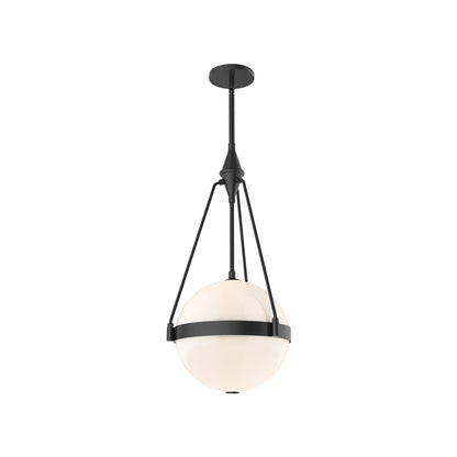 Harmony Pendant Light in Matte Black/Glossy Opal Glass (Small).