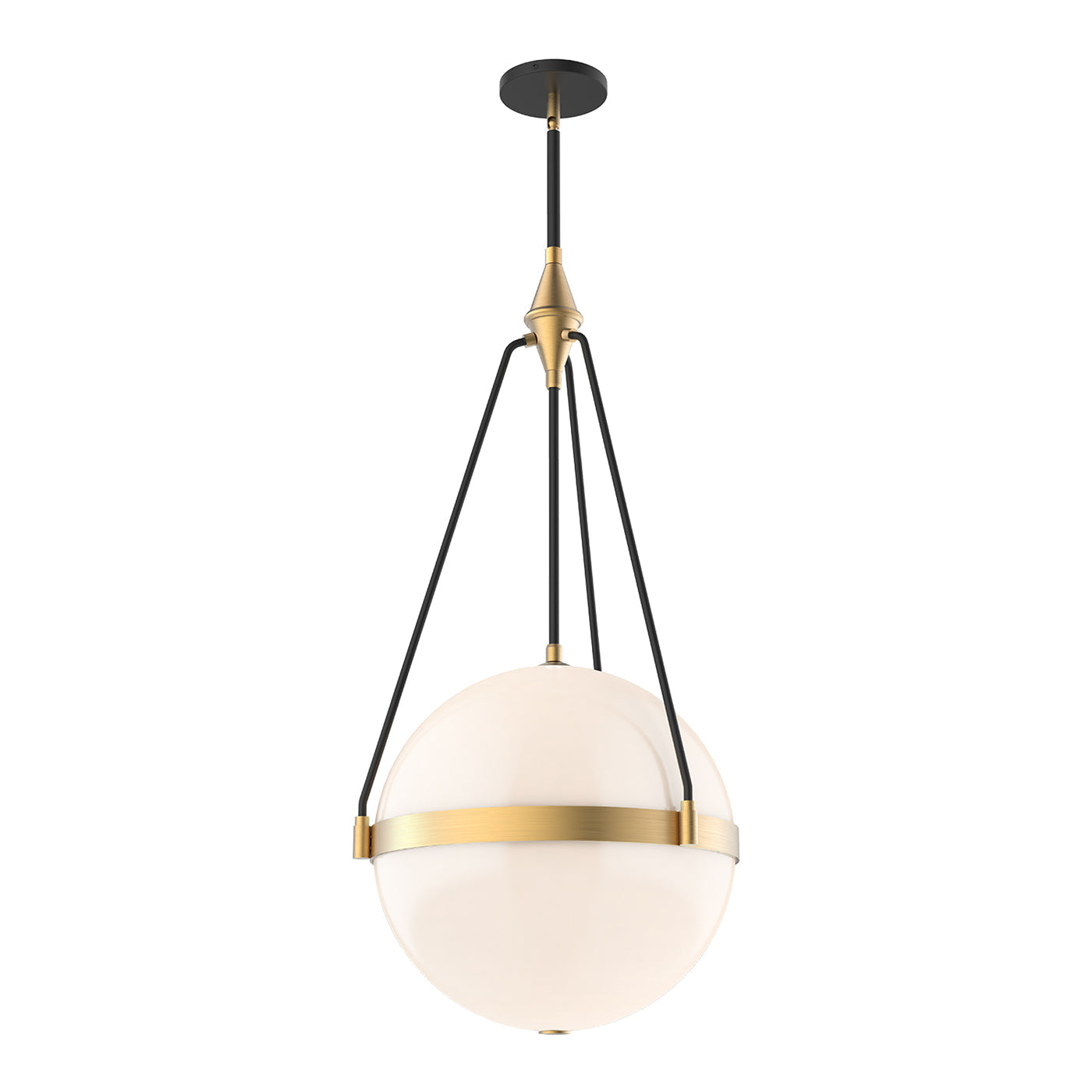 Harmony Pendant Light in Brushed Gold/Glossy Opal Glass (Large).