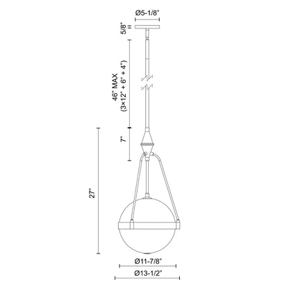 Harmony Pendant Light - line drawing.