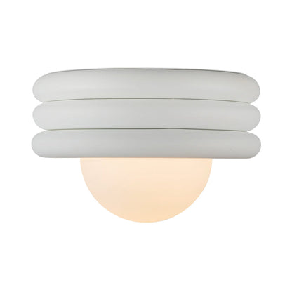 Harvey Semi Flush Mount Ceiling Light in Antique White.