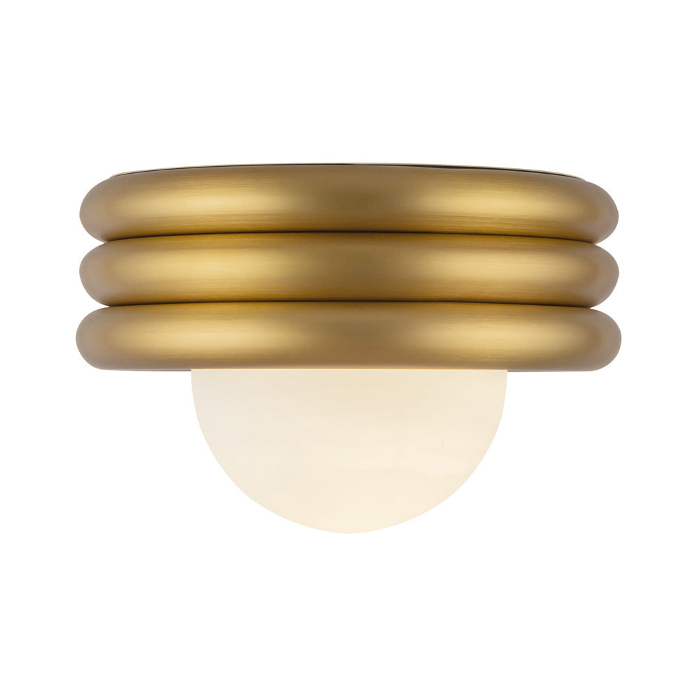 Harvey Semi Flush Mount Ceiling Light in Brushed Gold.