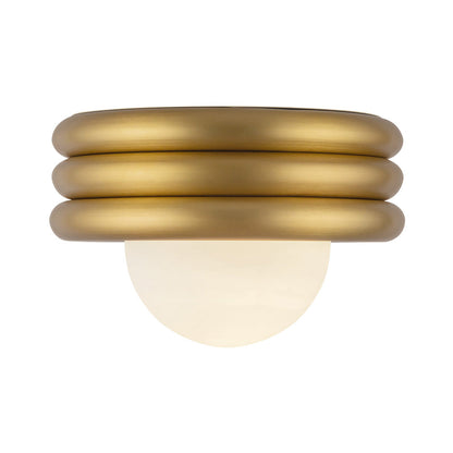 Harvey Semi Flush Mount Ceiling Light in Brushed Gold.