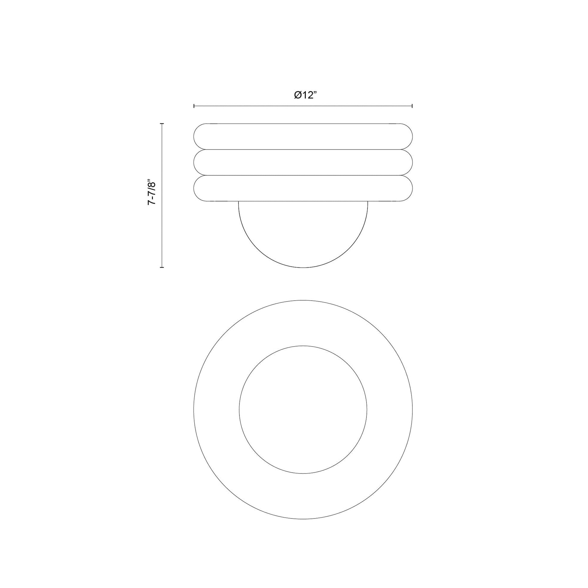 Harvey Semi Flush Mount Ceiling Light - line drawing.