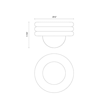 Harvey Semi Flush Mount Ceiling Light - line drawing.
