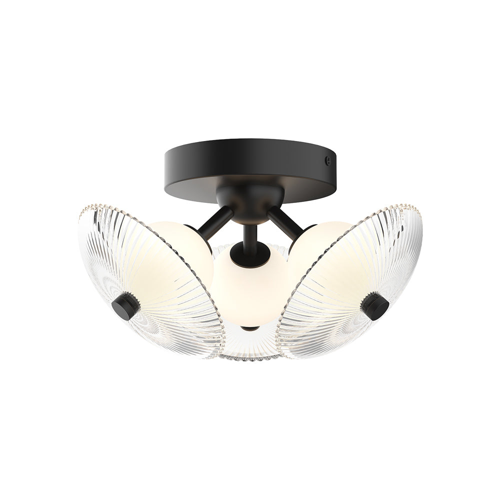 Hera LED Flush Mount Ceiling Light in Matte Black (3-Light).