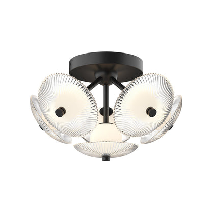 Hera LED Flush Mount Ceiling Light in Matte Black (6-Light).