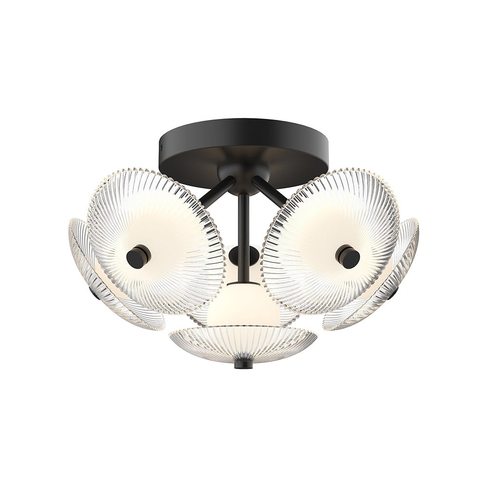 Hera LED Semi-Flush Mount Ceiling Light in Matte Black (6-Light).