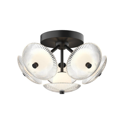 Hera LED Semi-Flush Mount Ceiling Light in Matte Black (6-Light).