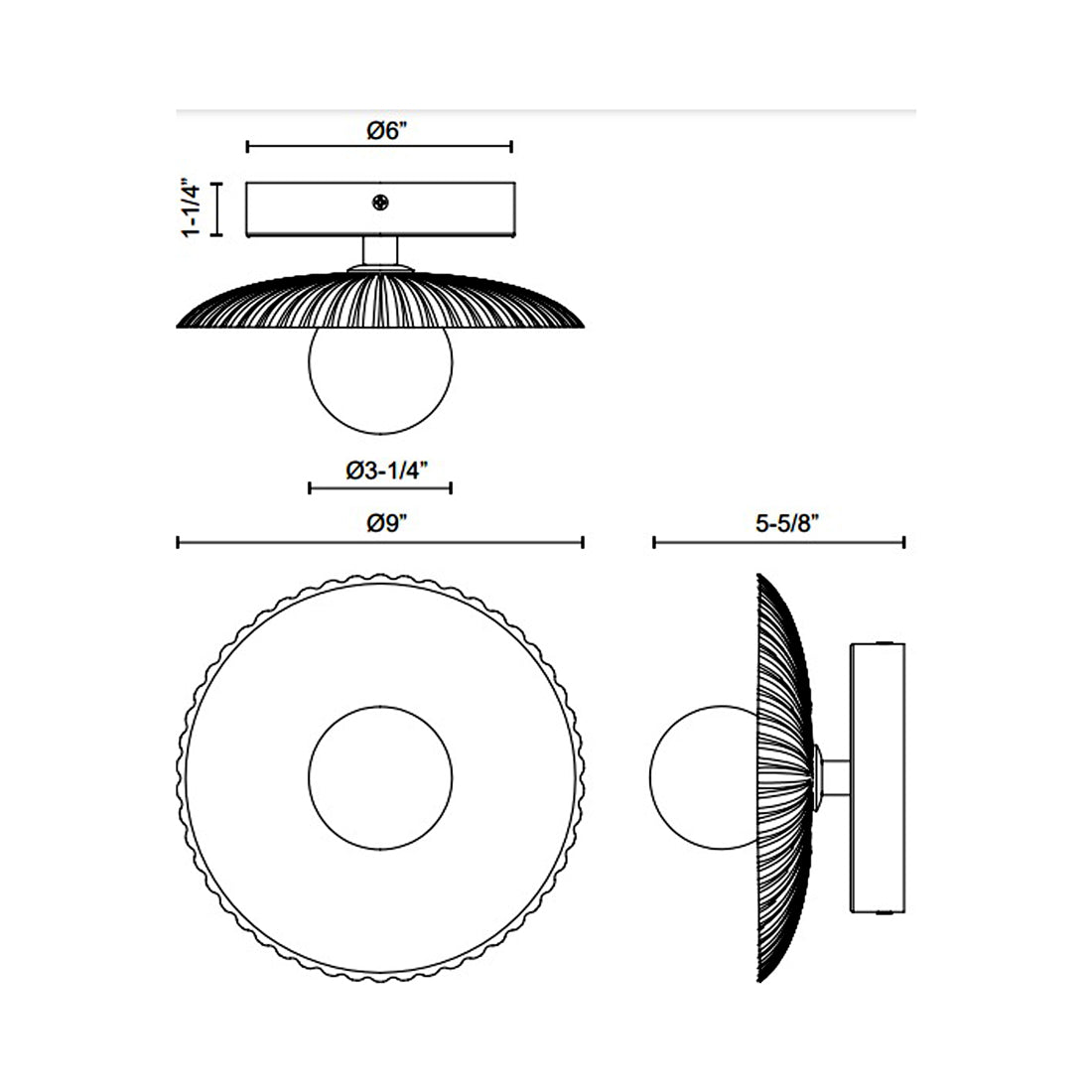 Hera LED Wall Light - line drawing.