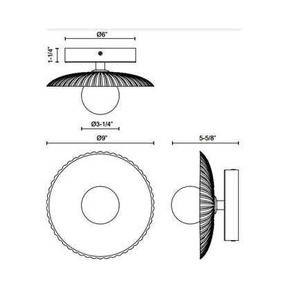Hera LED Wall Light - line drawing.