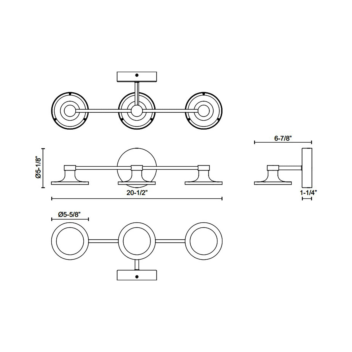 Issa LED Vanity Wall Light - line drawing.