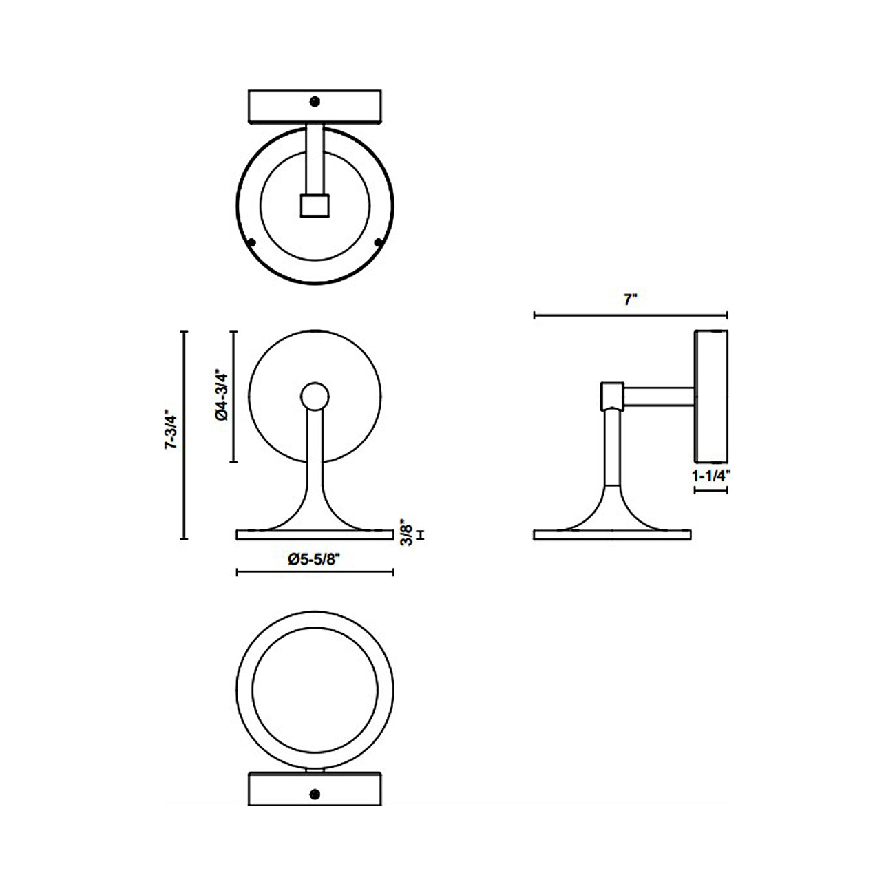 Issa LED Bath Wall Light - line drawing.