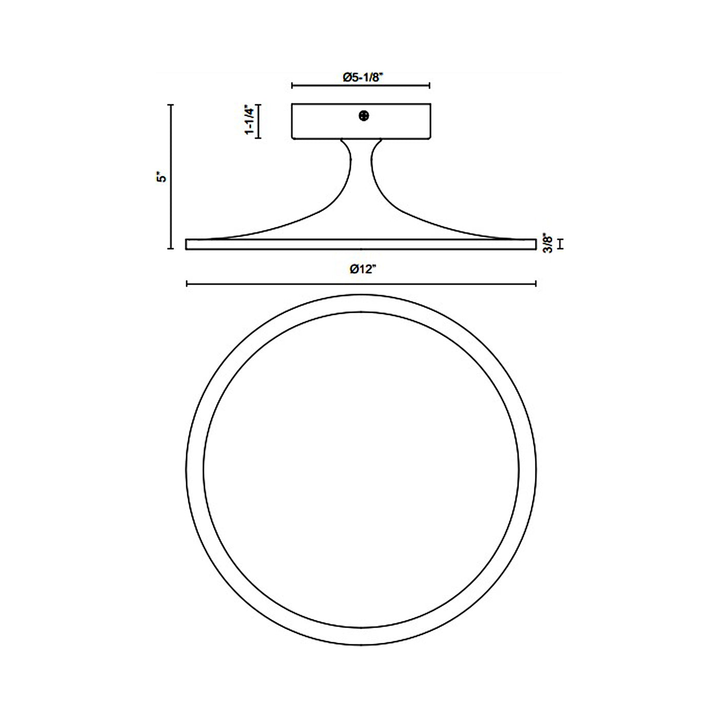Issa LED Semi Flush Mount Ceiling Light - line drawing.