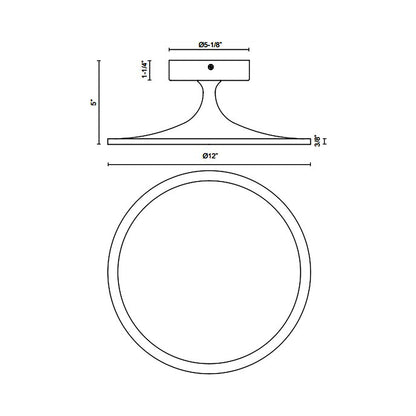 Issa LED Semi Flush Mount Ceiling Light - line drawing.