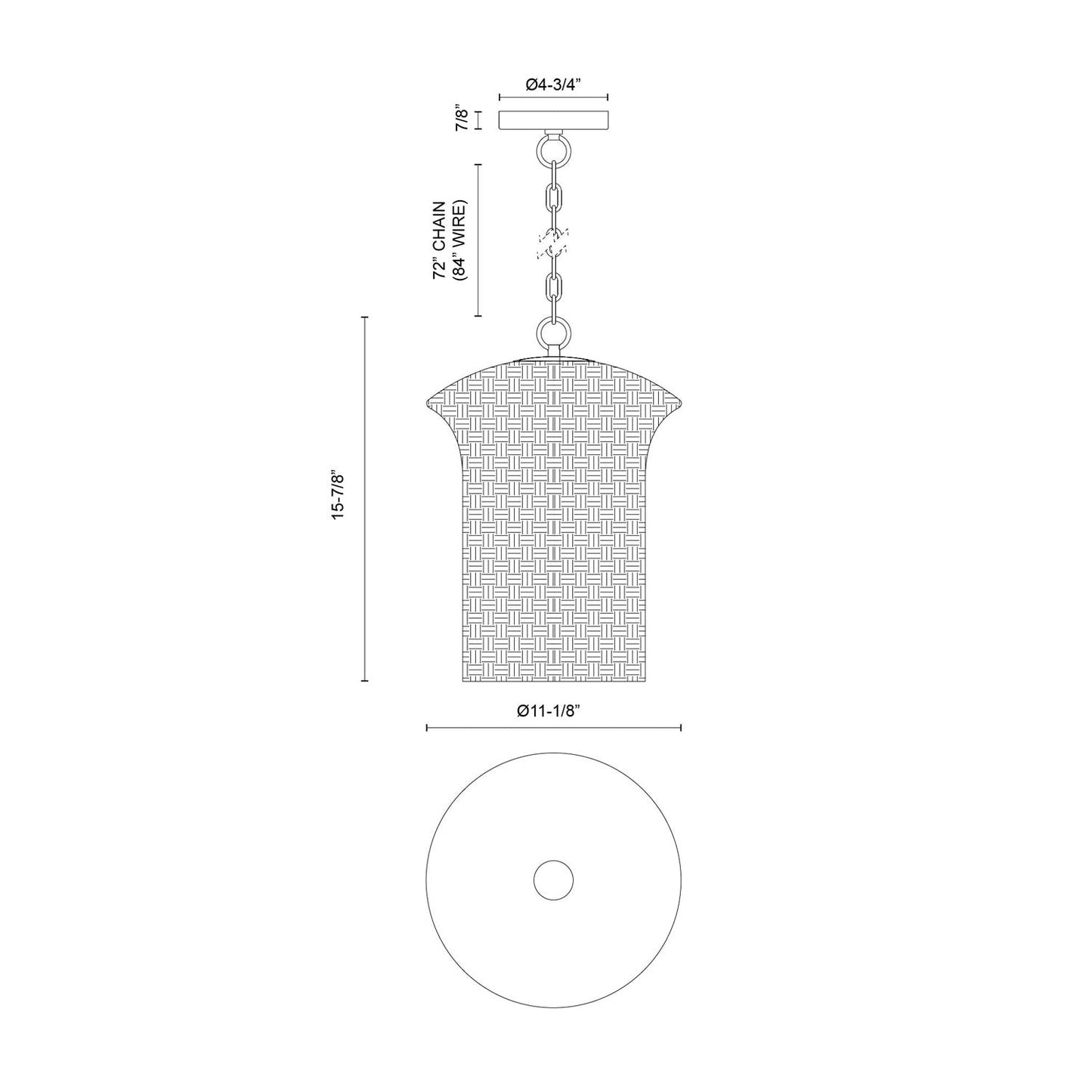 Kai Pendant Light - line drawing.