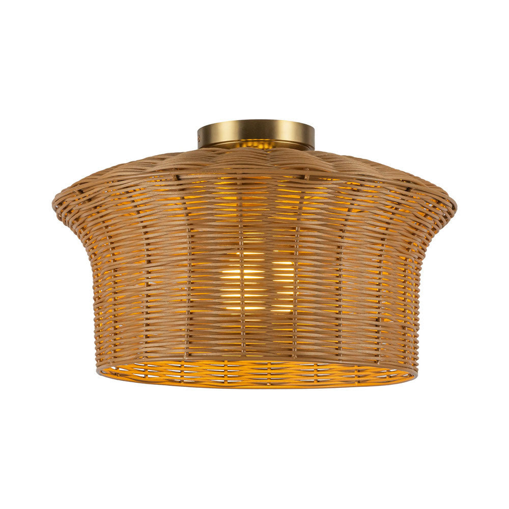 Kai Semi Flush Mount Ceiling Light in Brushed Gold.