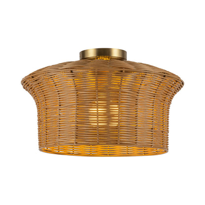 Kai Semi Flush Mount Ceiling Light in Brushed Gold.