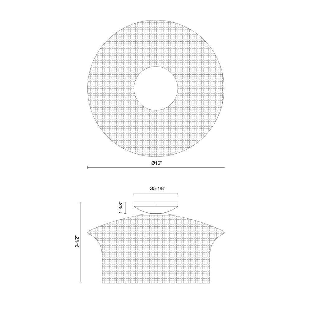 Kai Semi Flush Mount Ceiling Light - line drawing.