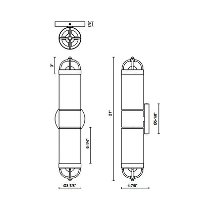 Lancaster Vanity Wall Light - line drawing.