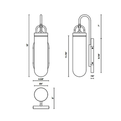 Lancaster Bath Wall Light - line drawing.