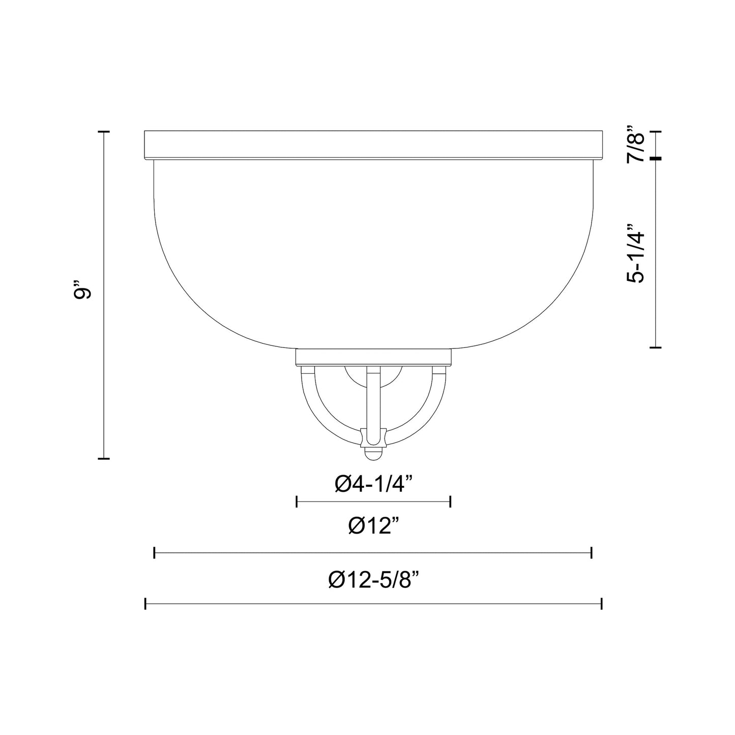 Lancaster Flush Mount Ceiling Light - line drawing.