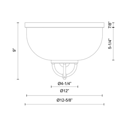 Lancaster Flush Mount Ceiling Light - line drawing.