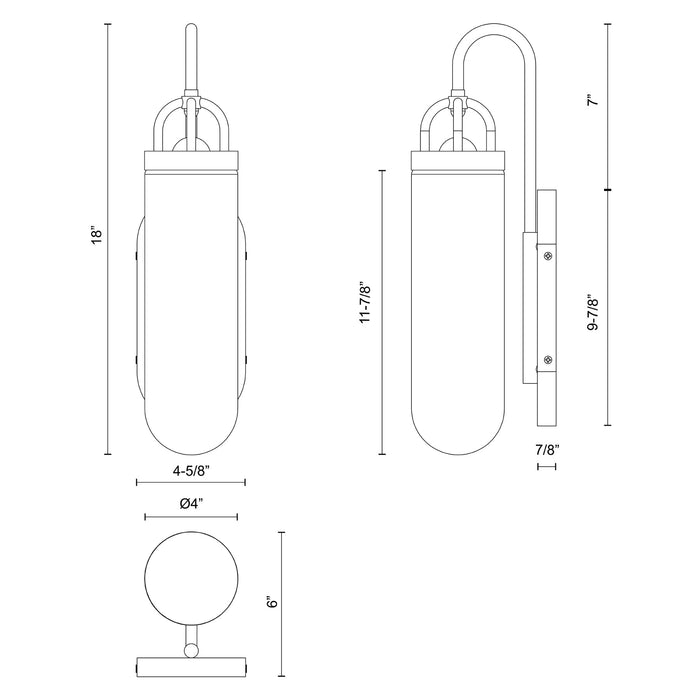 Lancaster Outdoor Wall Light - line drawing.