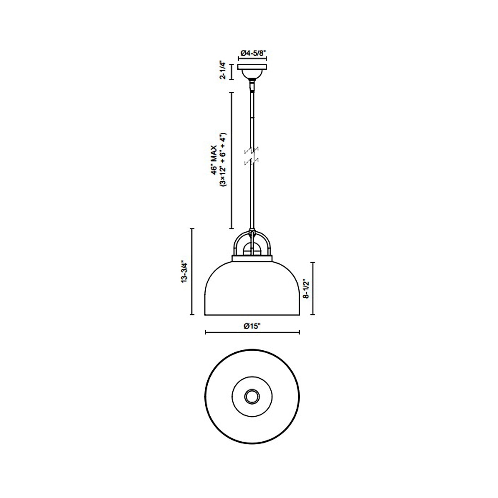 Lancaster Pendant Light - line drawing.