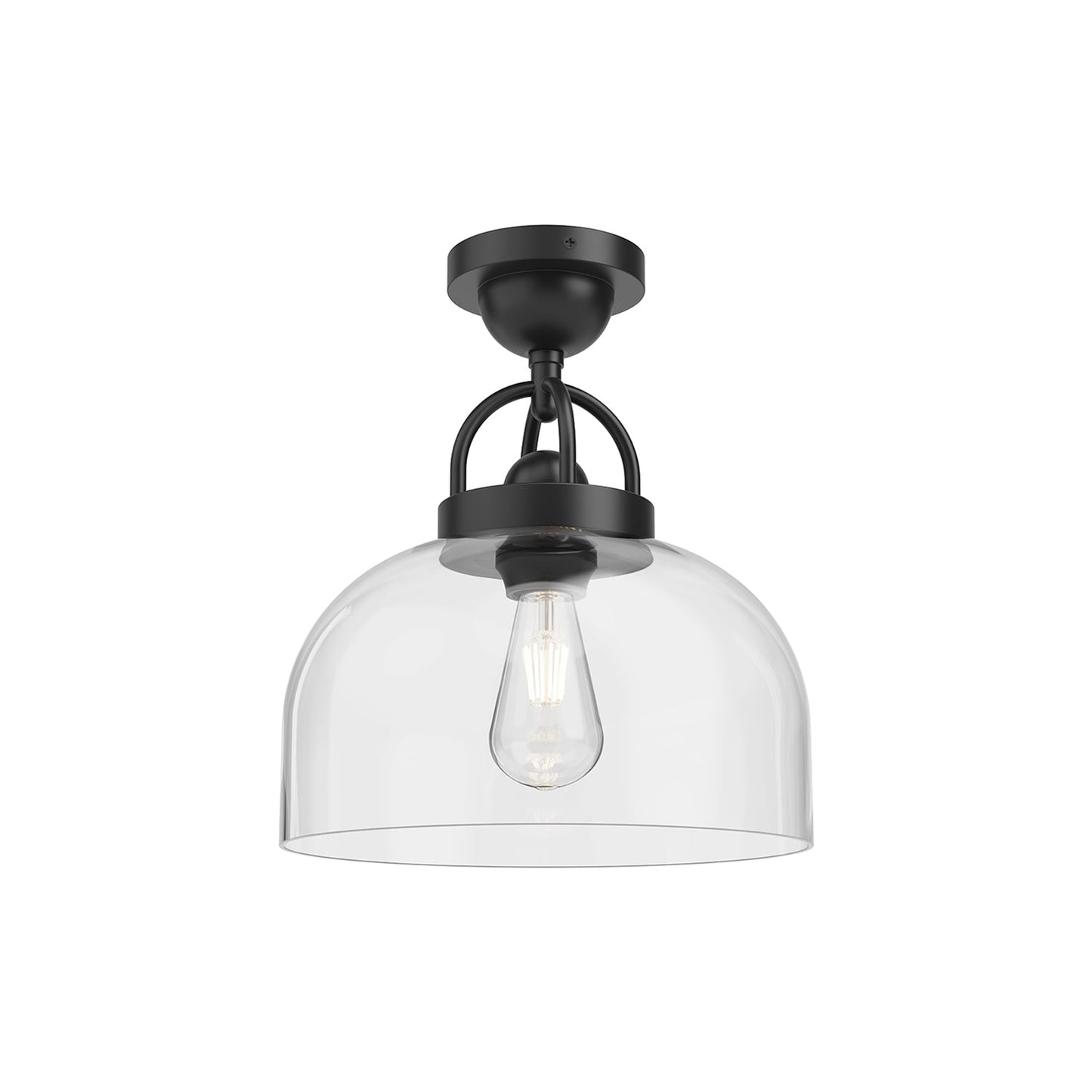 Lancaster Semi Flush Mount Ceiling Light in Matte Black.