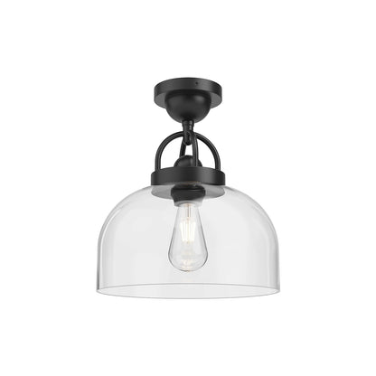 Lancaster Semi Flush Mount Ceiling Light in Matte Black.