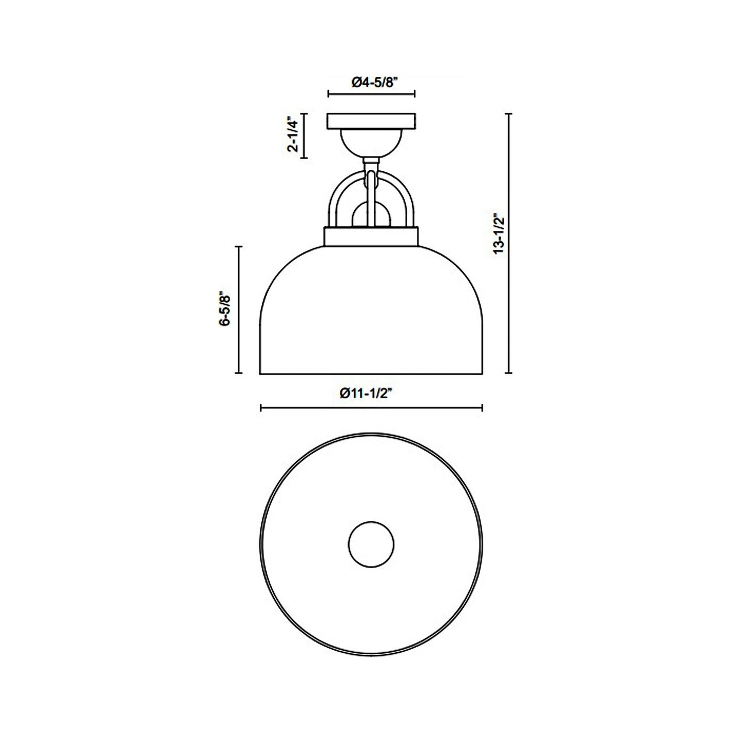 Lancaster Semi Flush Mount Ceiling Light - line drawing.