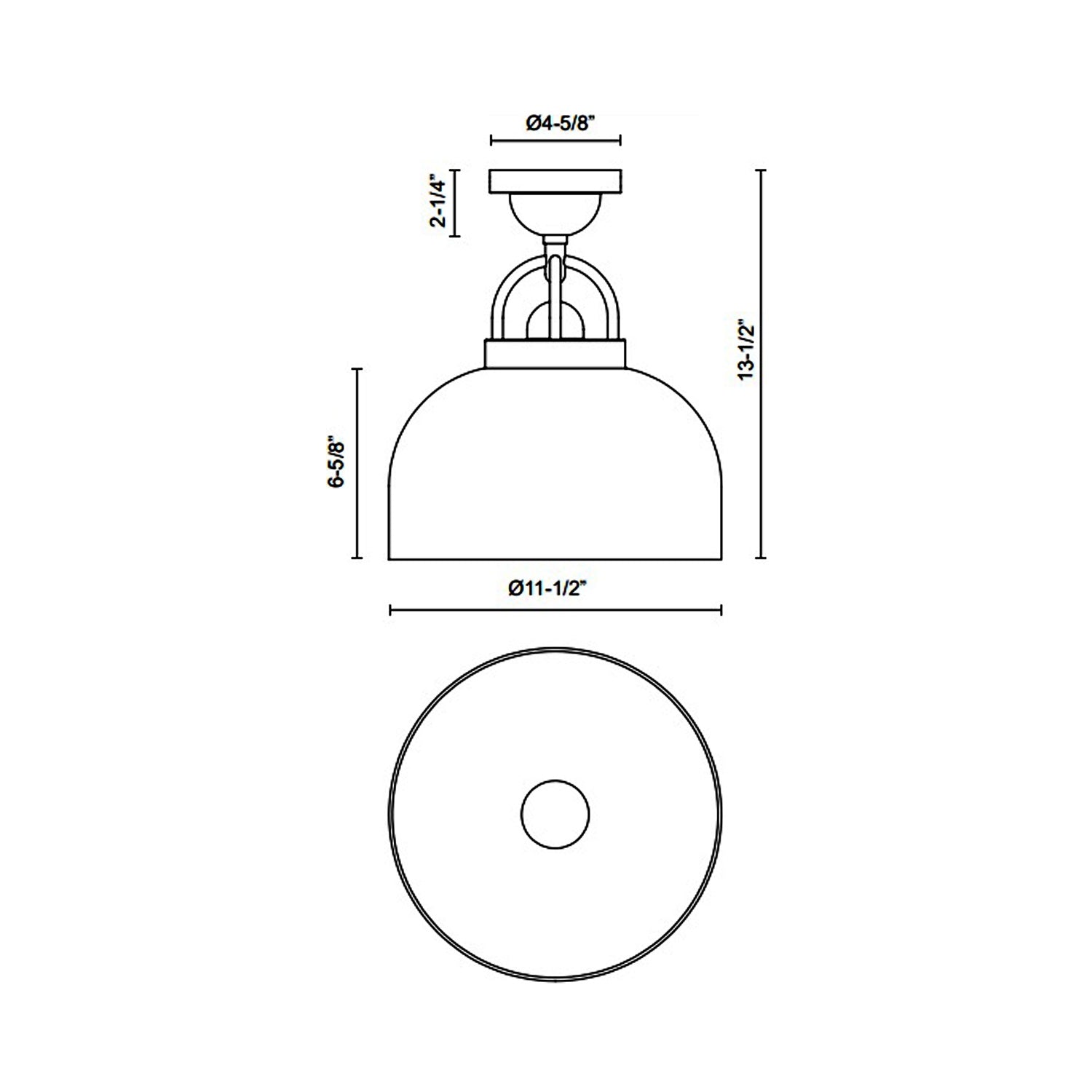 Lancaster Semi Flush Mount Ceiling Light - line drawing.