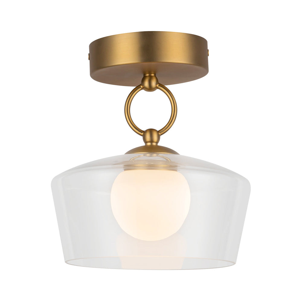 Leota LED Semi Flush Mount Ceiling Light in Brushed Gold.