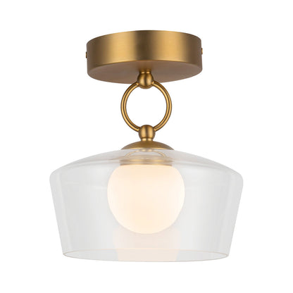 Leota LED Semi Flush Mount Ceiling Light in Brushed Gold.