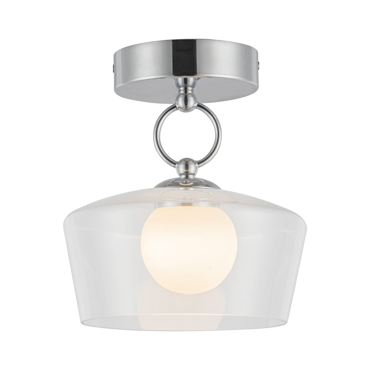 Leota LED Semi Flush Mount Ceiling Light in Chrome.
