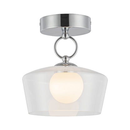Leota LED Semi Flush Mount Ceiling Light in Chrome.