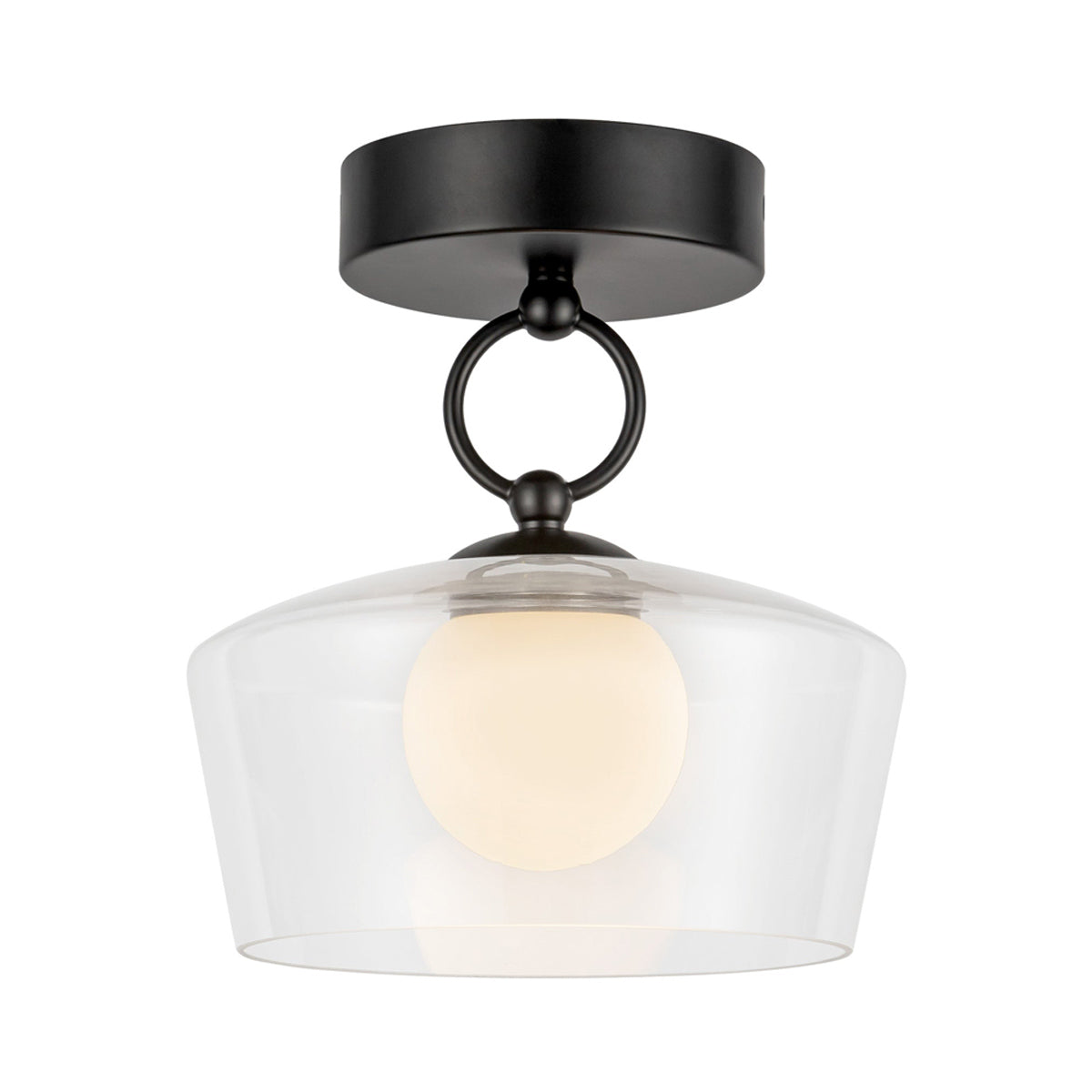 Leota LED Semi Flush Mount Ceiling Light in Matte Black.