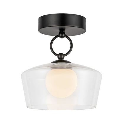 Leota LED Semi Flush Mount Ceiling Light in Matte Black.