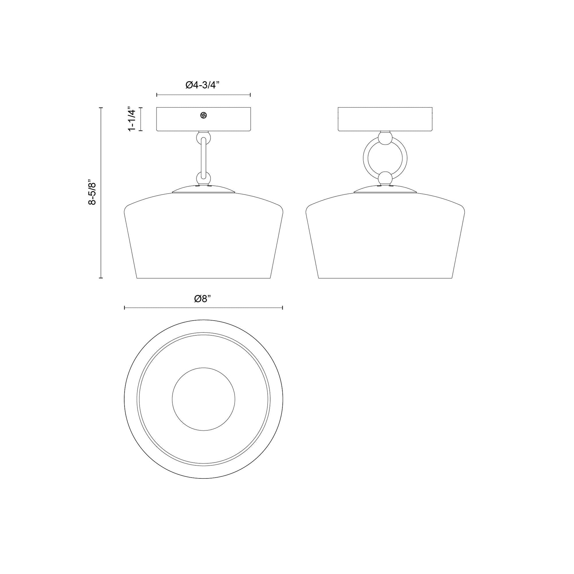 Leota LED Semi Flush Mount Ceiling Light - line drawing.