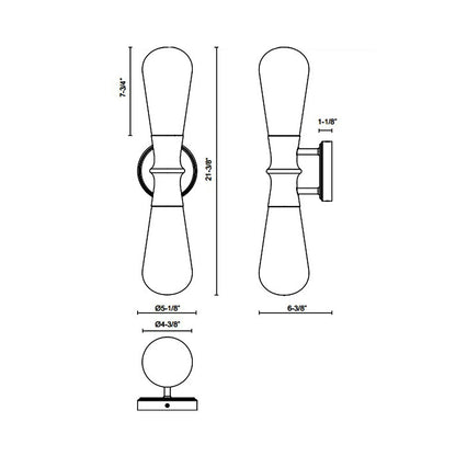 Marcel Vanity Wall Light - line drawing.