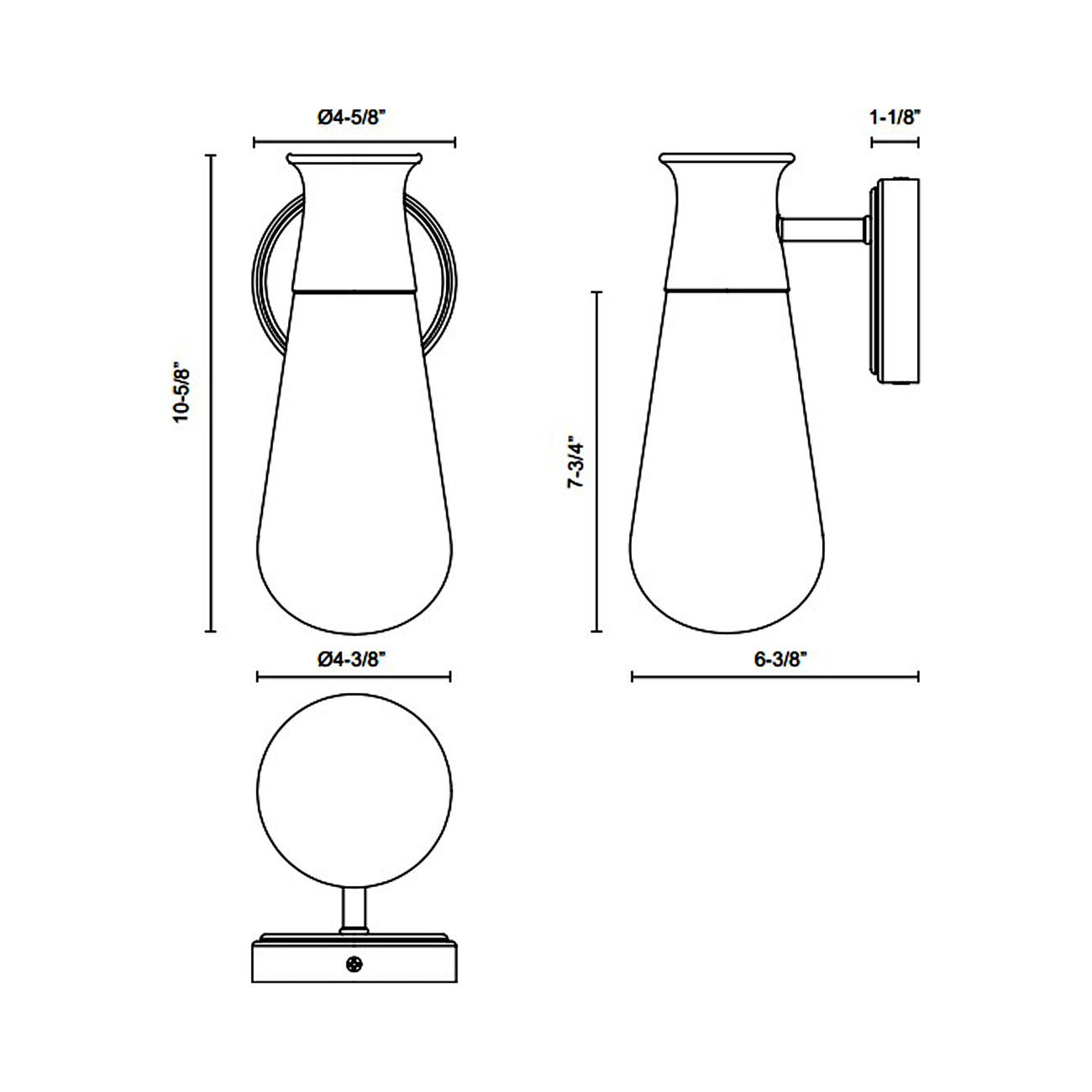 Marcel Bath Wall Light - line drawing.