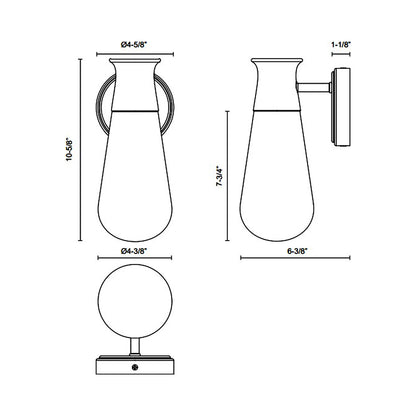Marcel Bath Wall Light - line drawing.