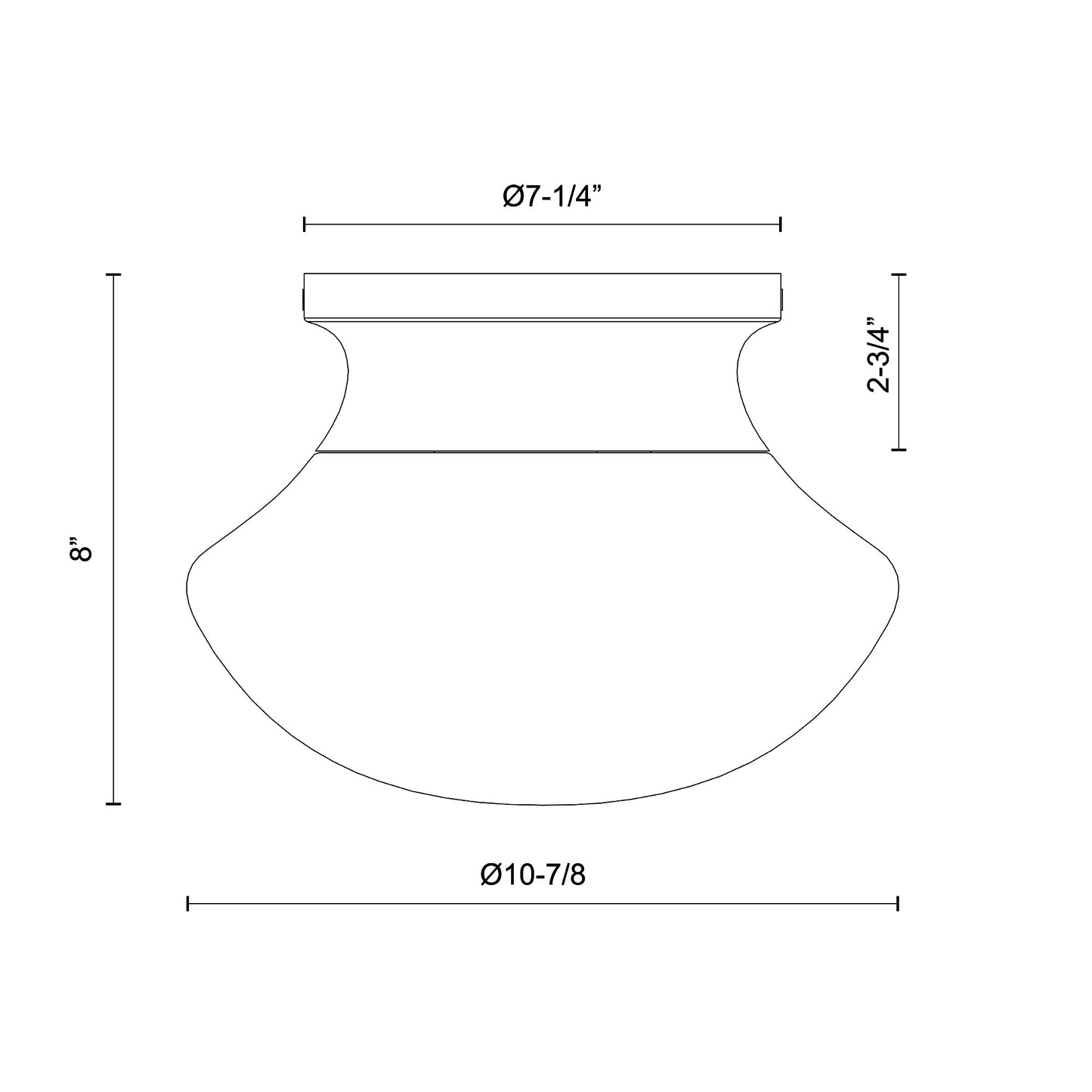 Marcel Flush Mount Ceiling Light - line drawing.