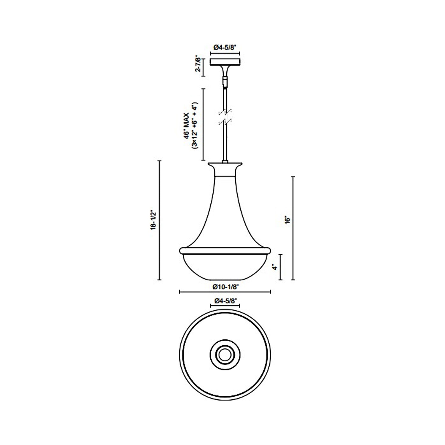 Marcel Pendant Light - line drawing.