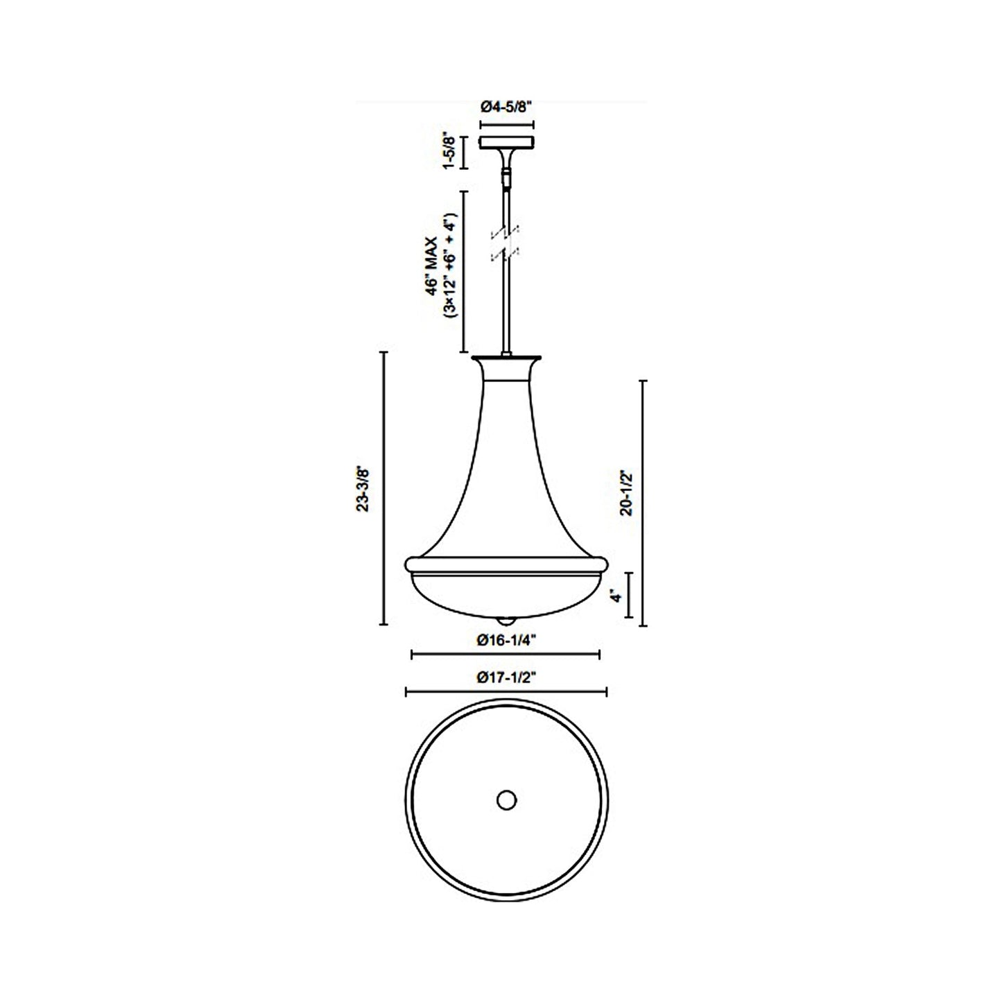Marcel Pendant Light - line drawing.