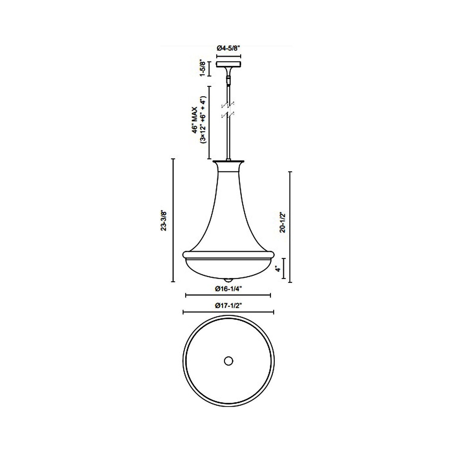 Marcel Pendant Light - line drawing.