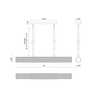 Maris LED Linear Pendant Light - line drawing.