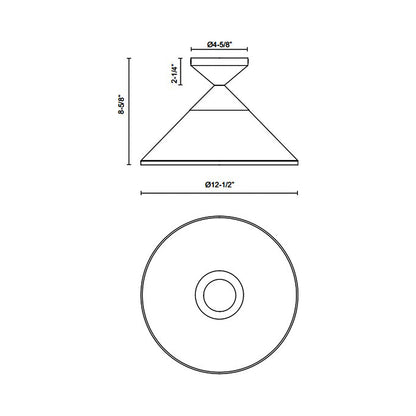 Mauer Semi Flush Mount Ceiling Light - line drawing.